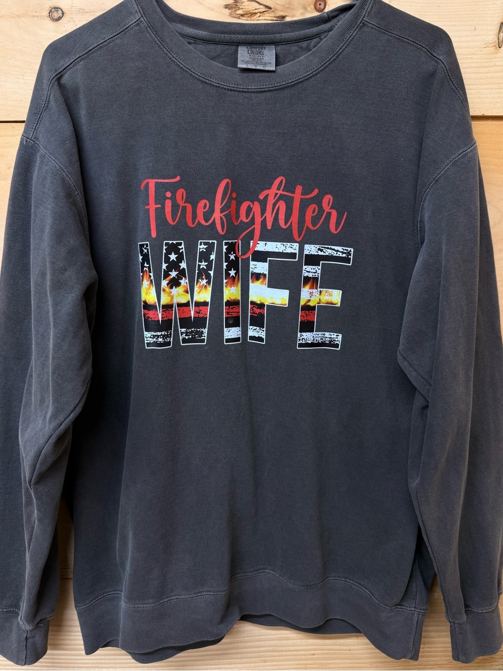 Comfort Colors Charcoal "Firefighter Wife" Crewneck Sweatshirt